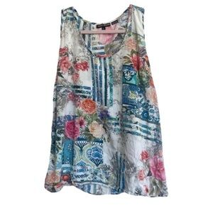 Tolani Multicolor Floral Patchwork Blouse